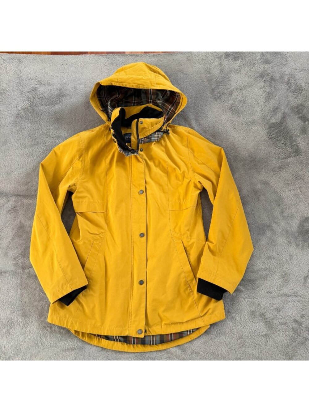 Pendleton Yellow Full Zip Rain Jacket Hooded Womens SMALL